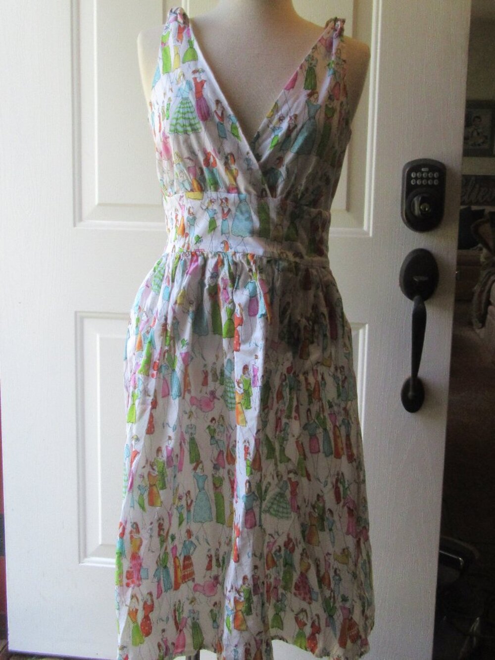 Y2K Willi Smith Cotton Blend Fit Flare Sundress Sz 8 Fashionista Print